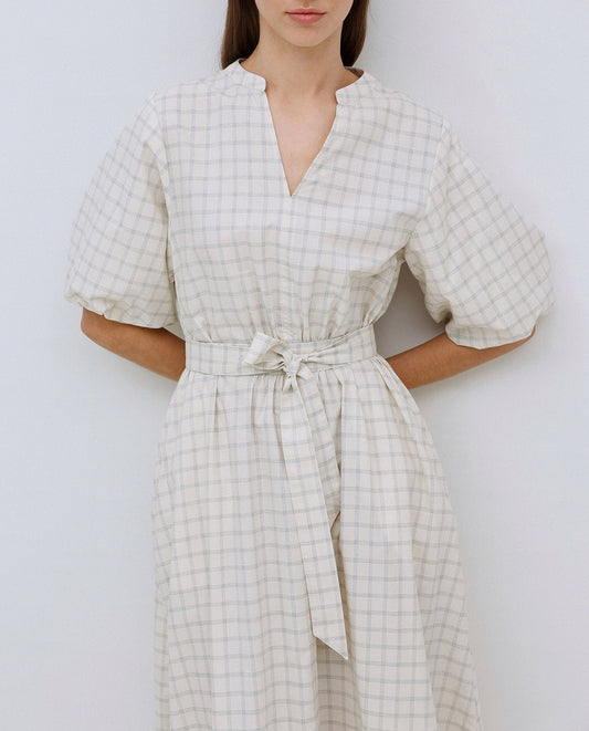 YERSE - Abito con cintura, Ecru