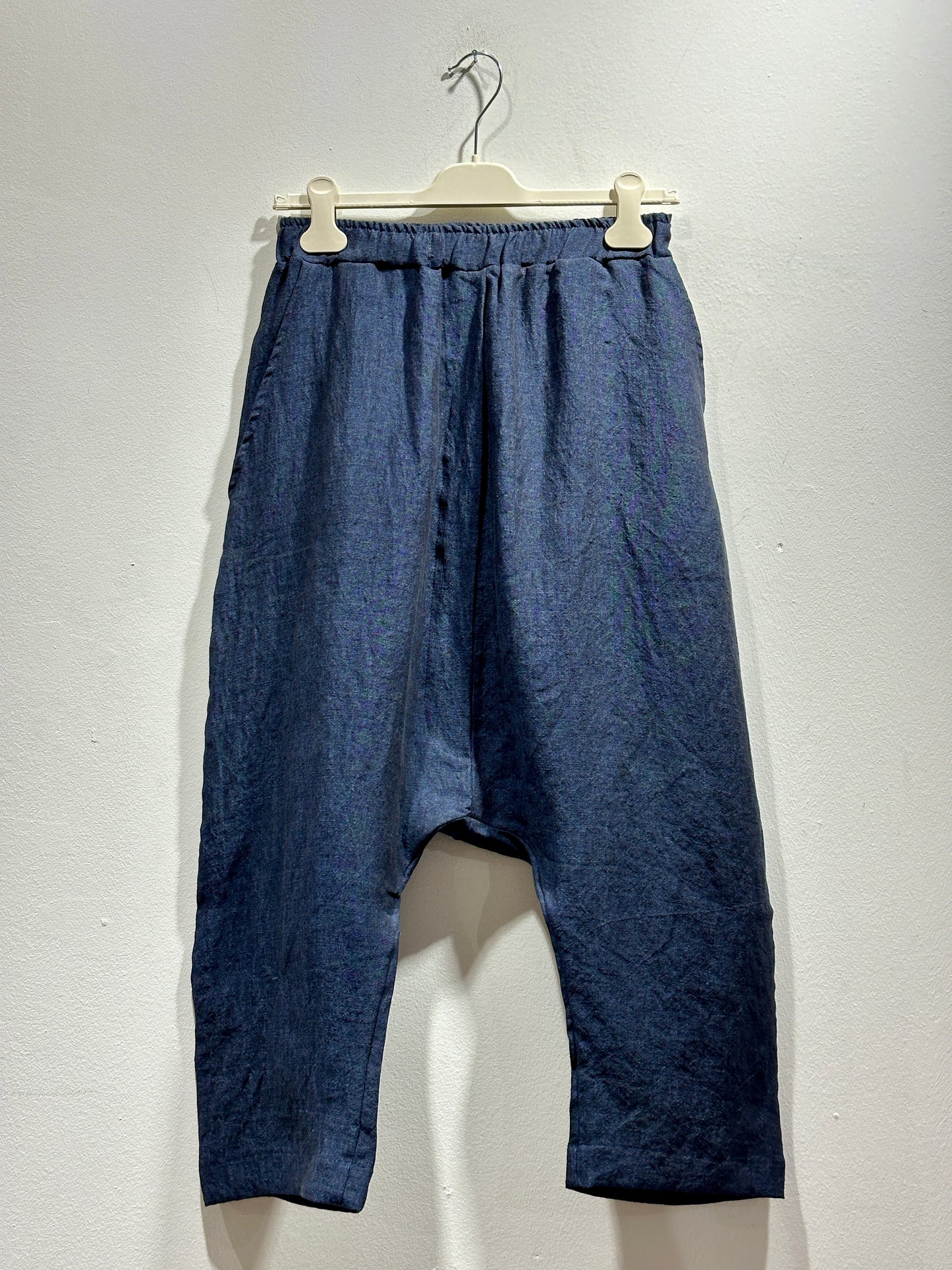 MAMA B - Pantalone in lino Lippia A,Blu