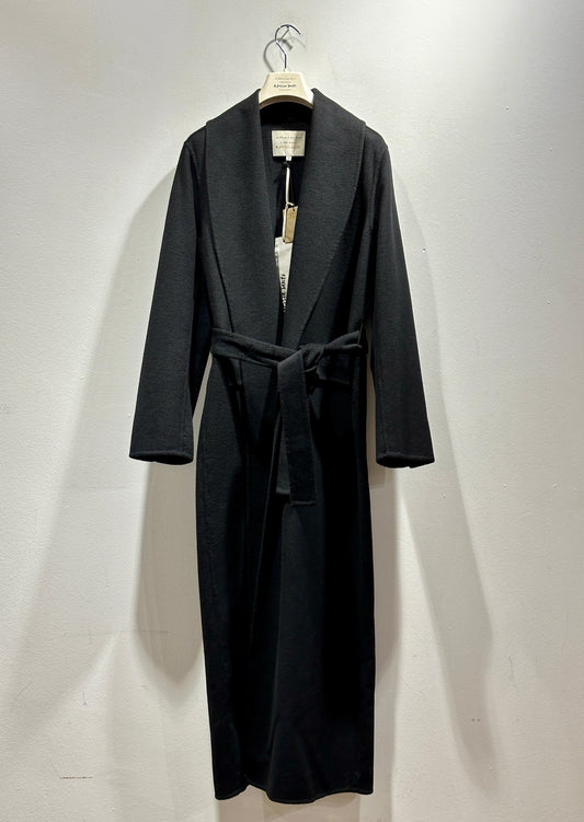 ALESSIA SANTI - Cappotto lungo misto lana con fusciacca, Nero