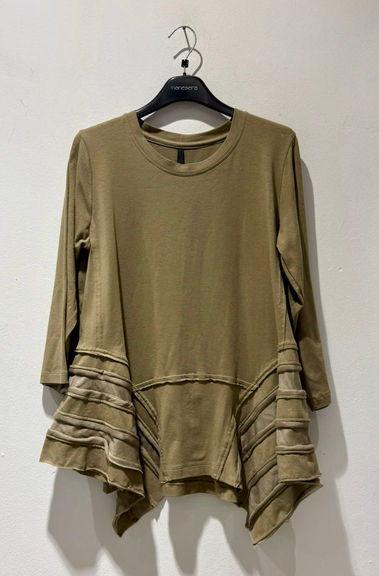 MANESERA - T-shirt con nervature, Kaki