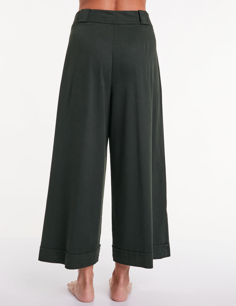 ALESSIA SANTI - Pantalone a palazzo in cotone, Verde