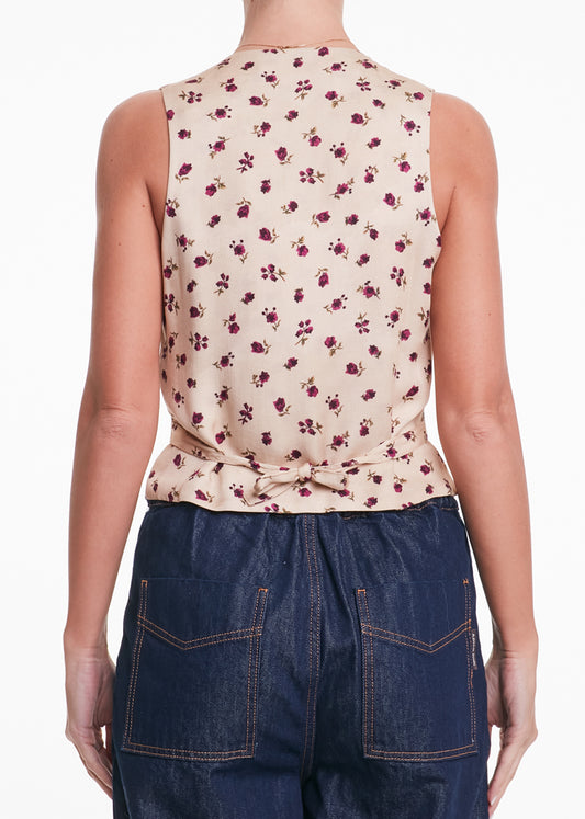 ALESSIA SANTI - Gilet bimateriale con fiocco