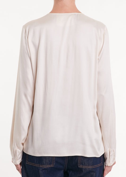 ALESSIA SANTI - Blusa volant, Crema