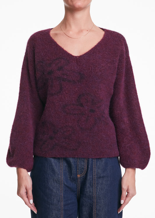 ALESSIA SANTI - Maglia stampa floreale, Bordeaux