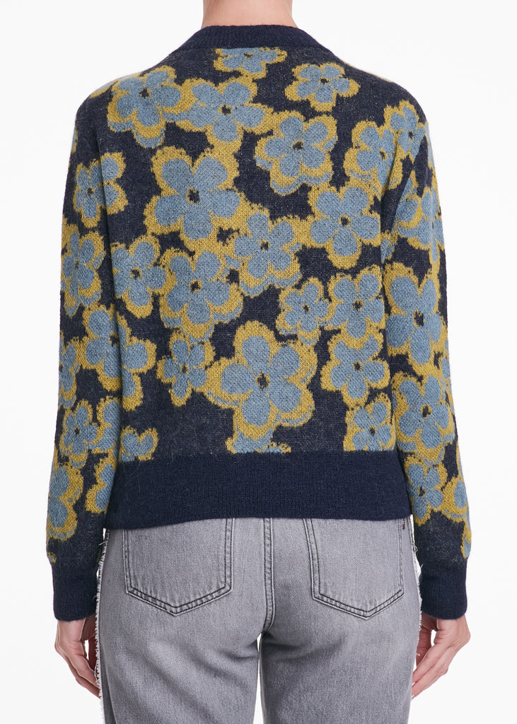 ALESSIA SANTI - Maglione misto alpaca stampa floreale, Blu