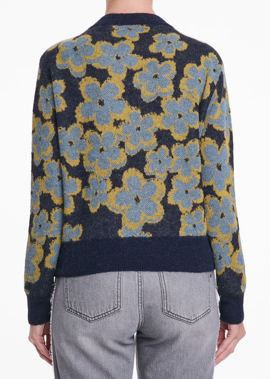 ALESSIA SANTI - Maglione misto alpaca stampa floreale, Blu