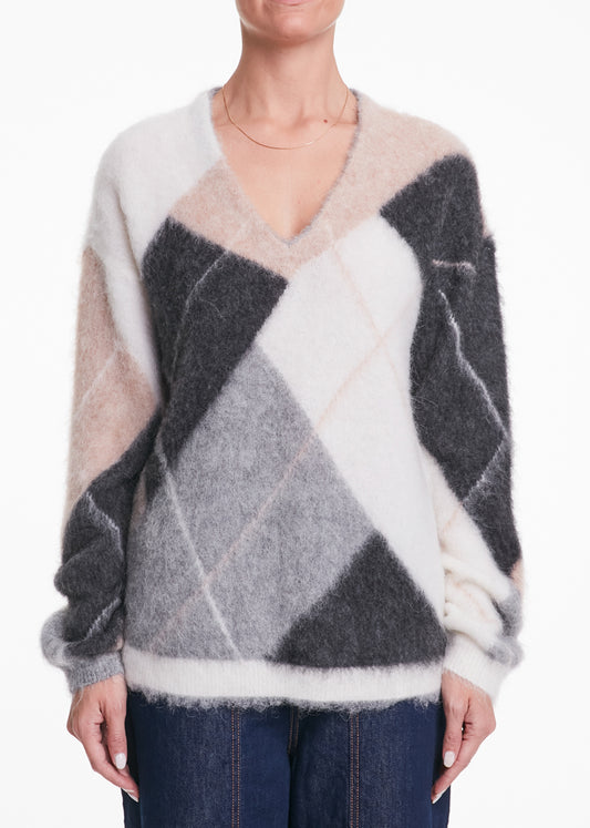 ALESSIA SANTI - Maglia rombi misto lana e alpaca, Beige