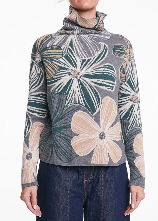 ALESSIA SANTI - Dolcevita stampa floreale, Grigio