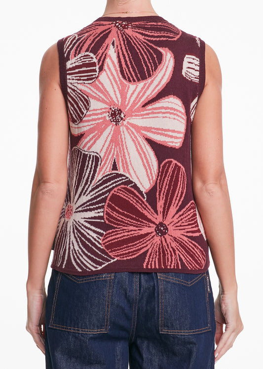 ALESSIA SANTI - Gilet stampa floreale, Bordeuax