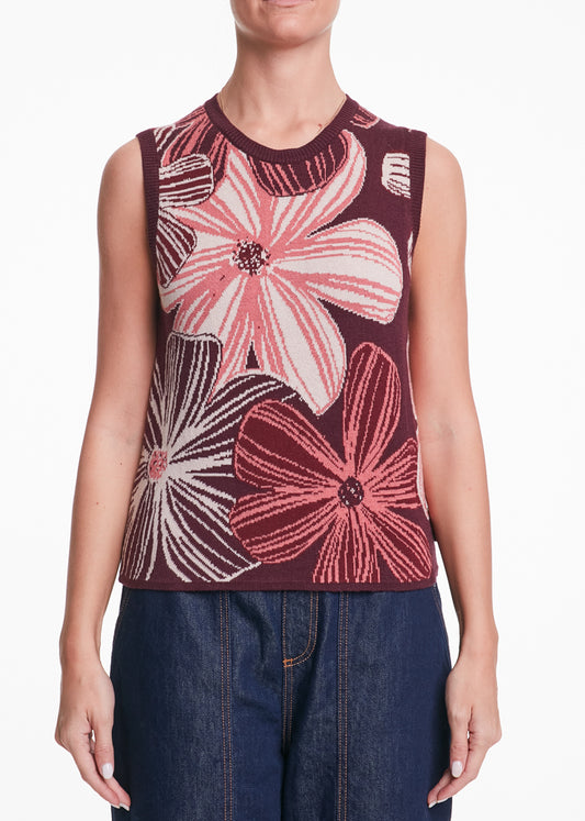 ALESSIA SANTI - Gilet stampa floreale, Bordeuax