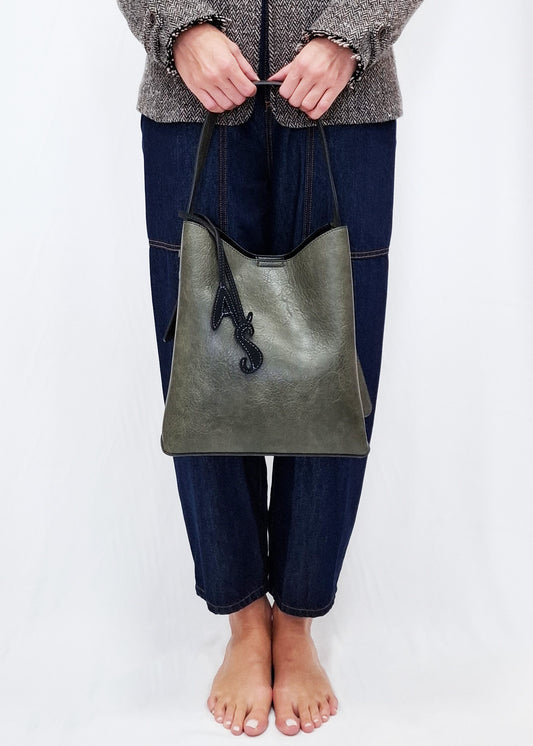 ALESSIA SANTI - Borsa a spalla in ecopelle, Verde Militare