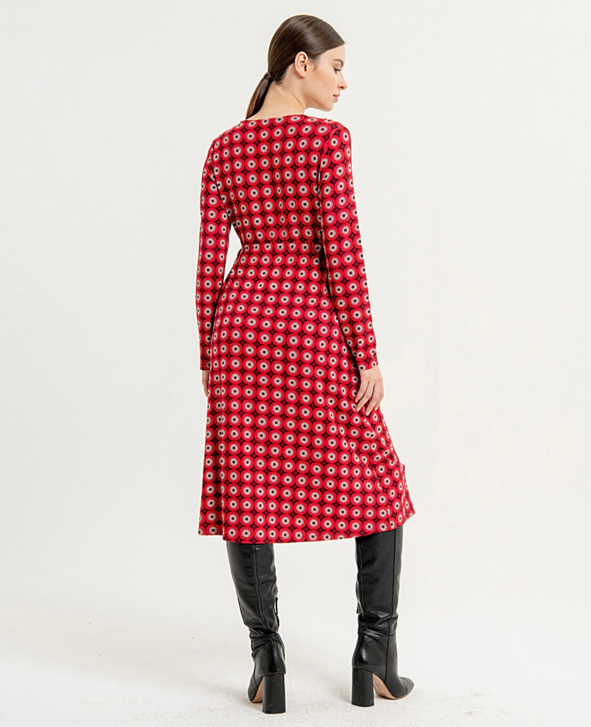 SURKANA - Abito lungo con coulisse, Rosso