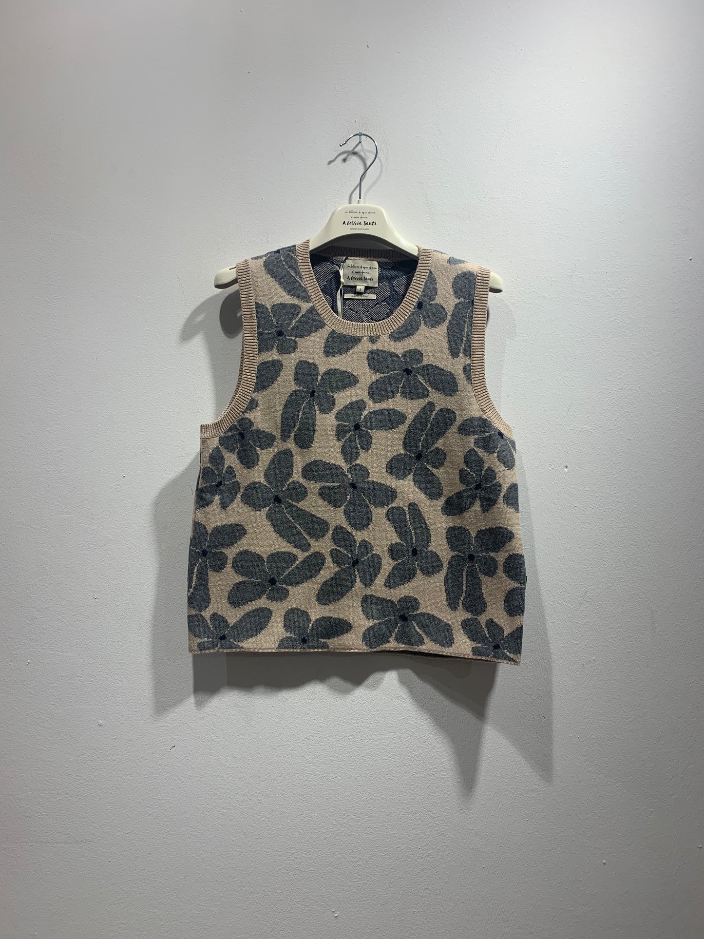 ALESSIA SANTI - Gilet stampa floreale, Grigio/Cipria