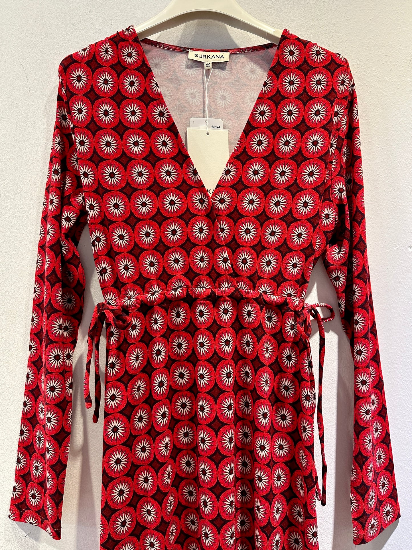 SURKANA - Abito lungo con coulisse, Rosso