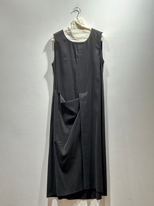 THIPO - Abito maxi tasca Cupro, Nero