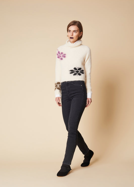 ALESSIA SANTI - Maglia con inserti lurex, Crema