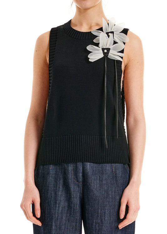 ALESSIA SANTI - Canotta in maglia, Nero