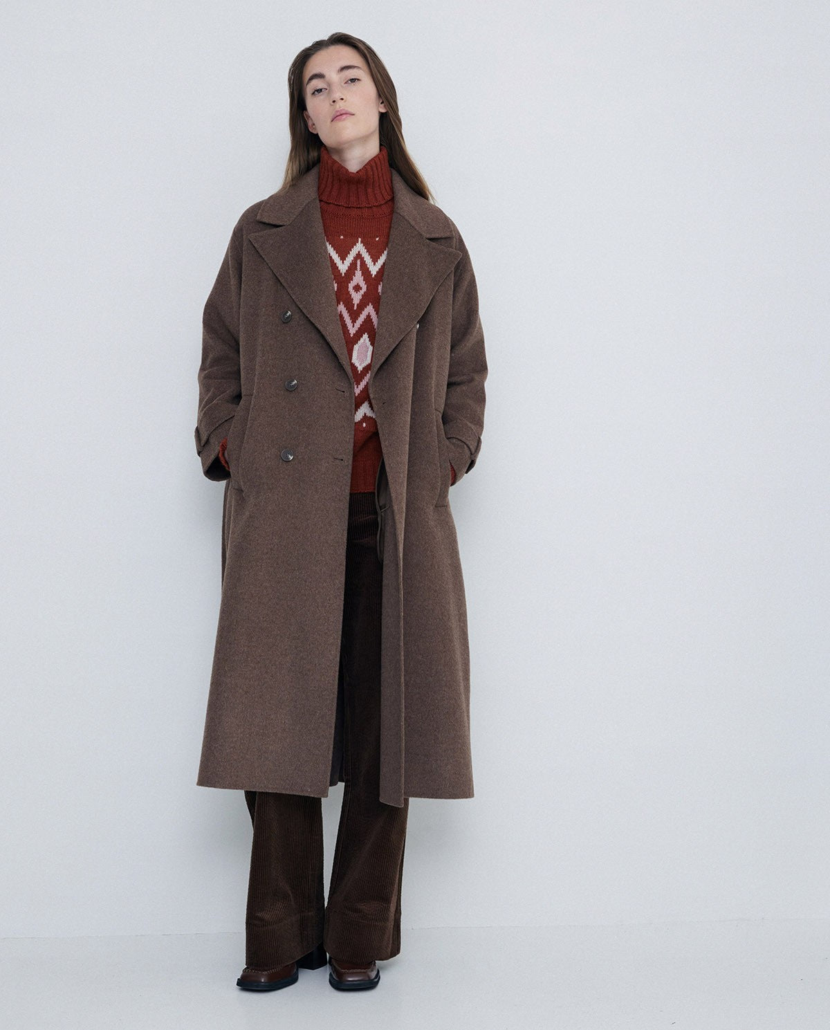 YERSE - Cappotto in lana, Marrone