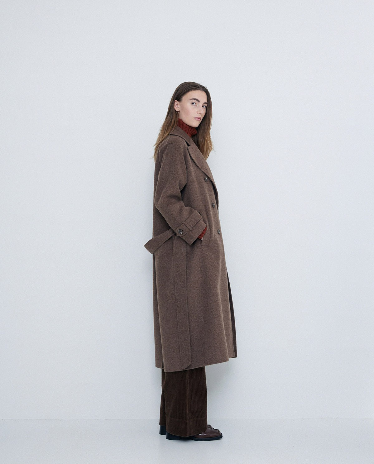 YERSE - Cappotto in lana, Marrone