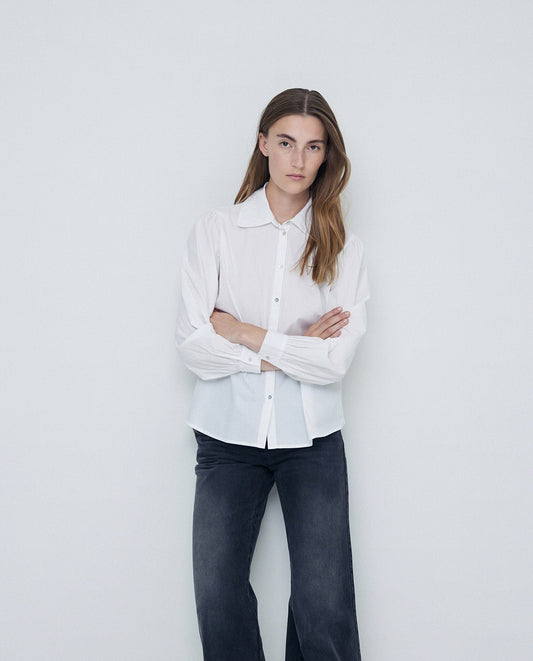 YERSE - Camicia due tessuti, Bianca