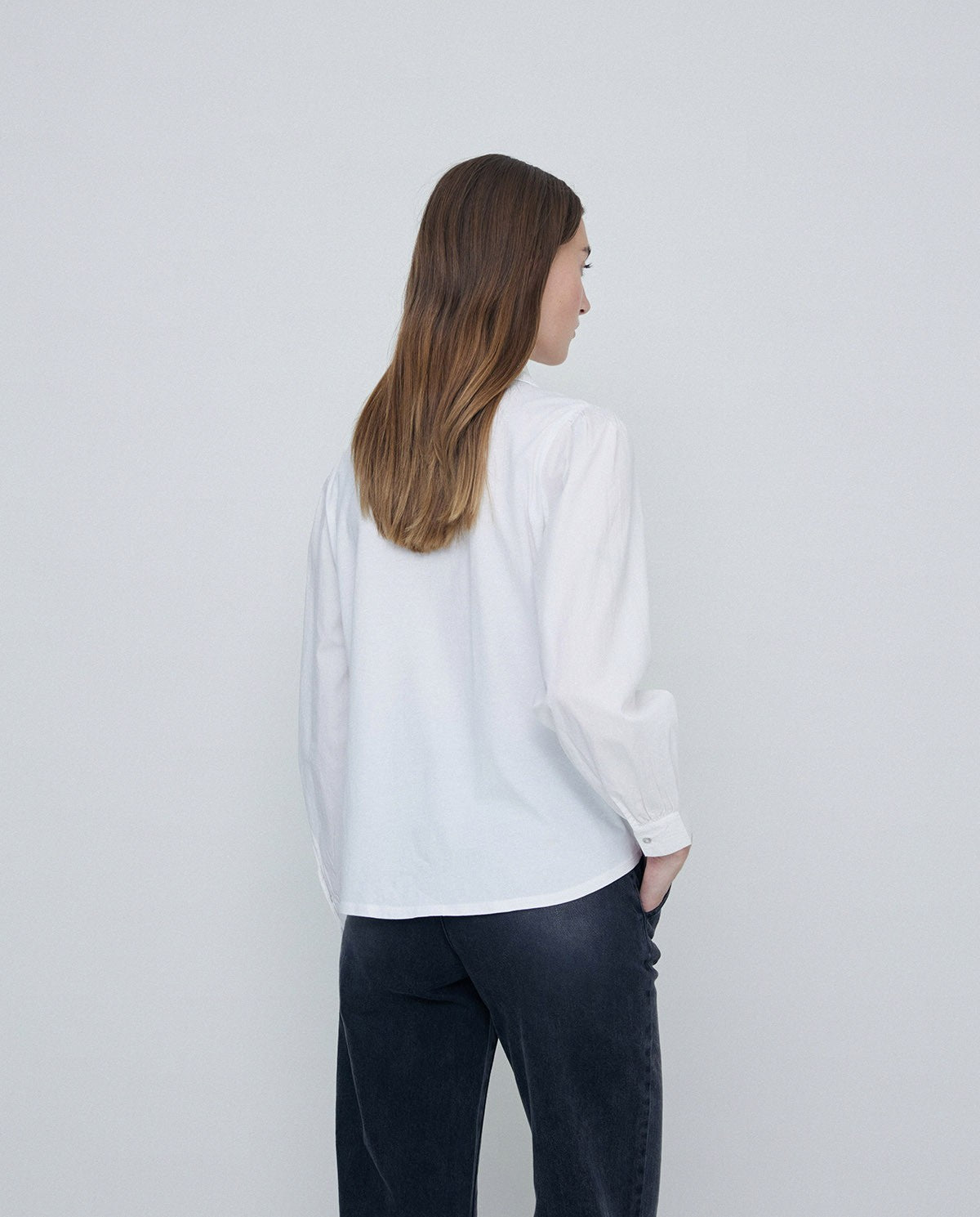 YERSE - Camicia due tessuti, Bianca