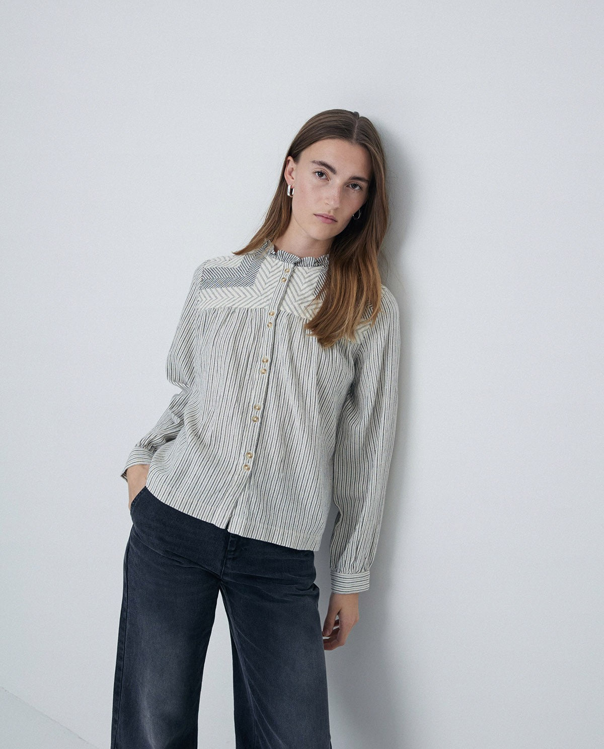 YERSE - Camicia fantasia, Ecru