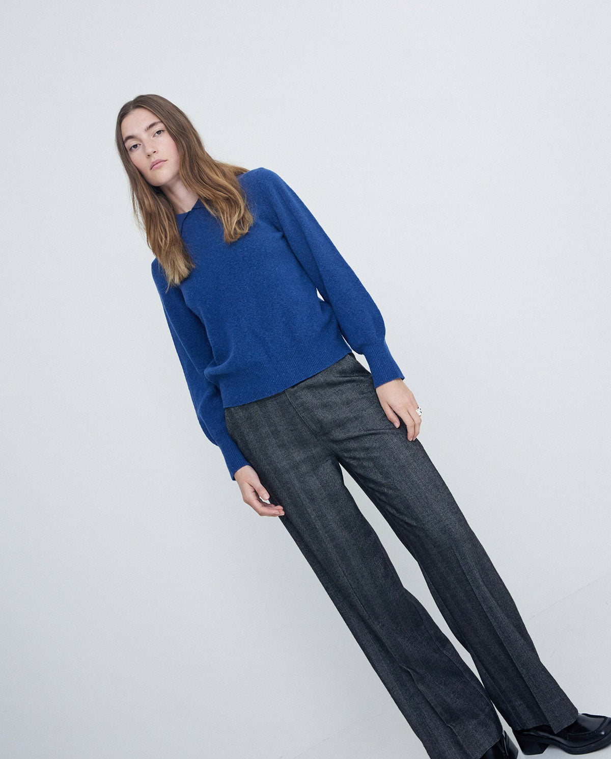 YERSE - Maglione misto lana cotone, Blu