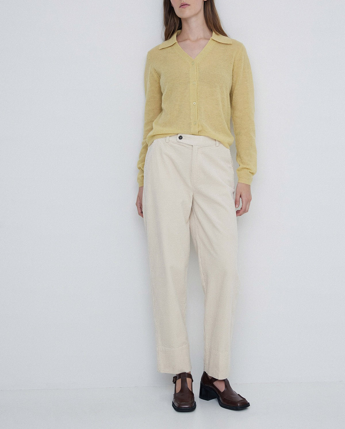 YERSE - Pantalone in velluto, Ecru