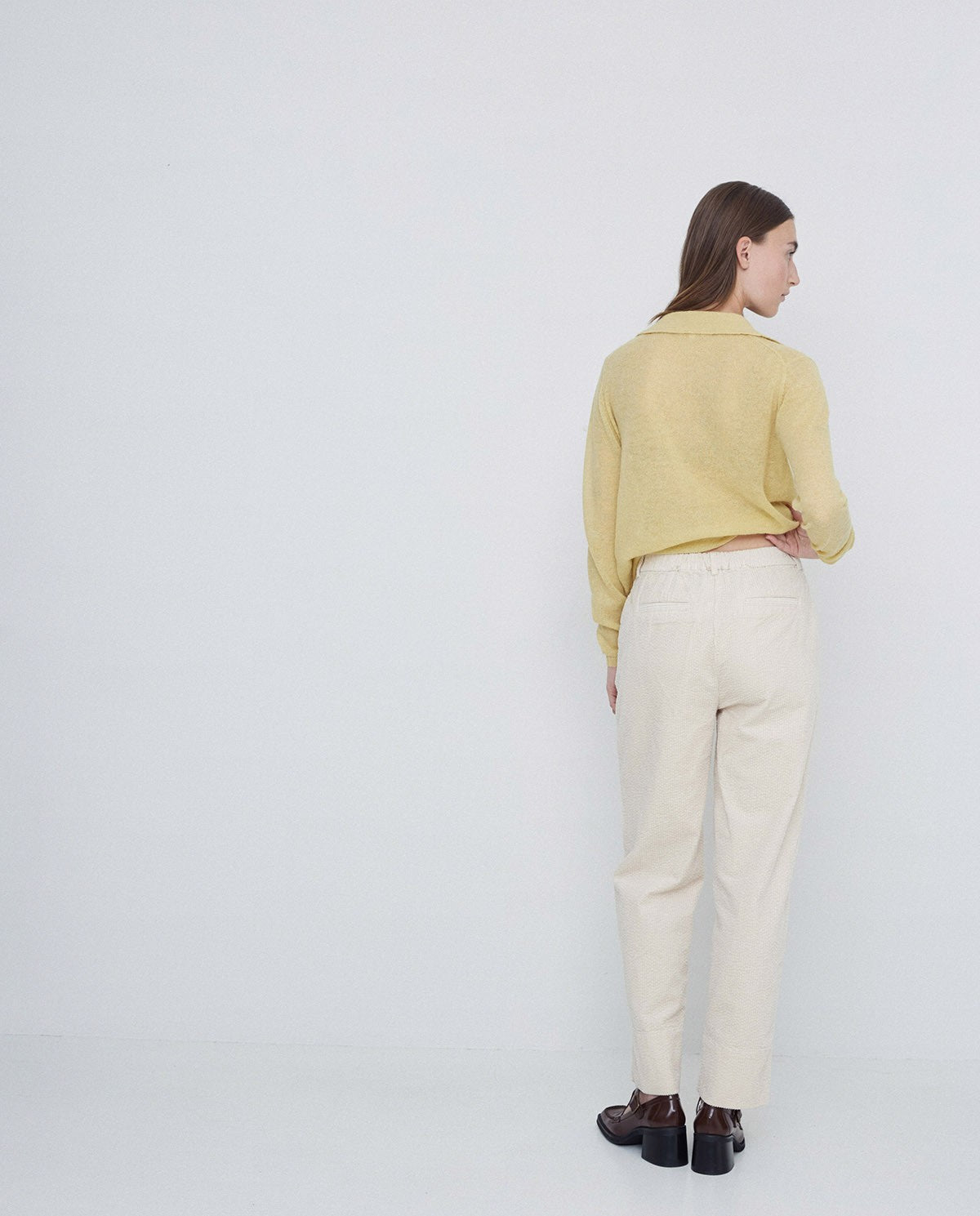YERSE - Pantalone in velluto, Ecru