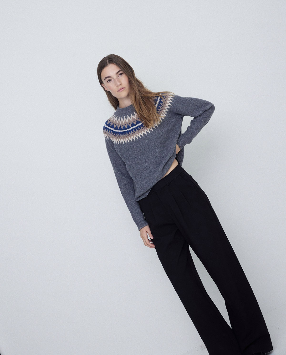 YERSE - Maglione con disegni, Grigio