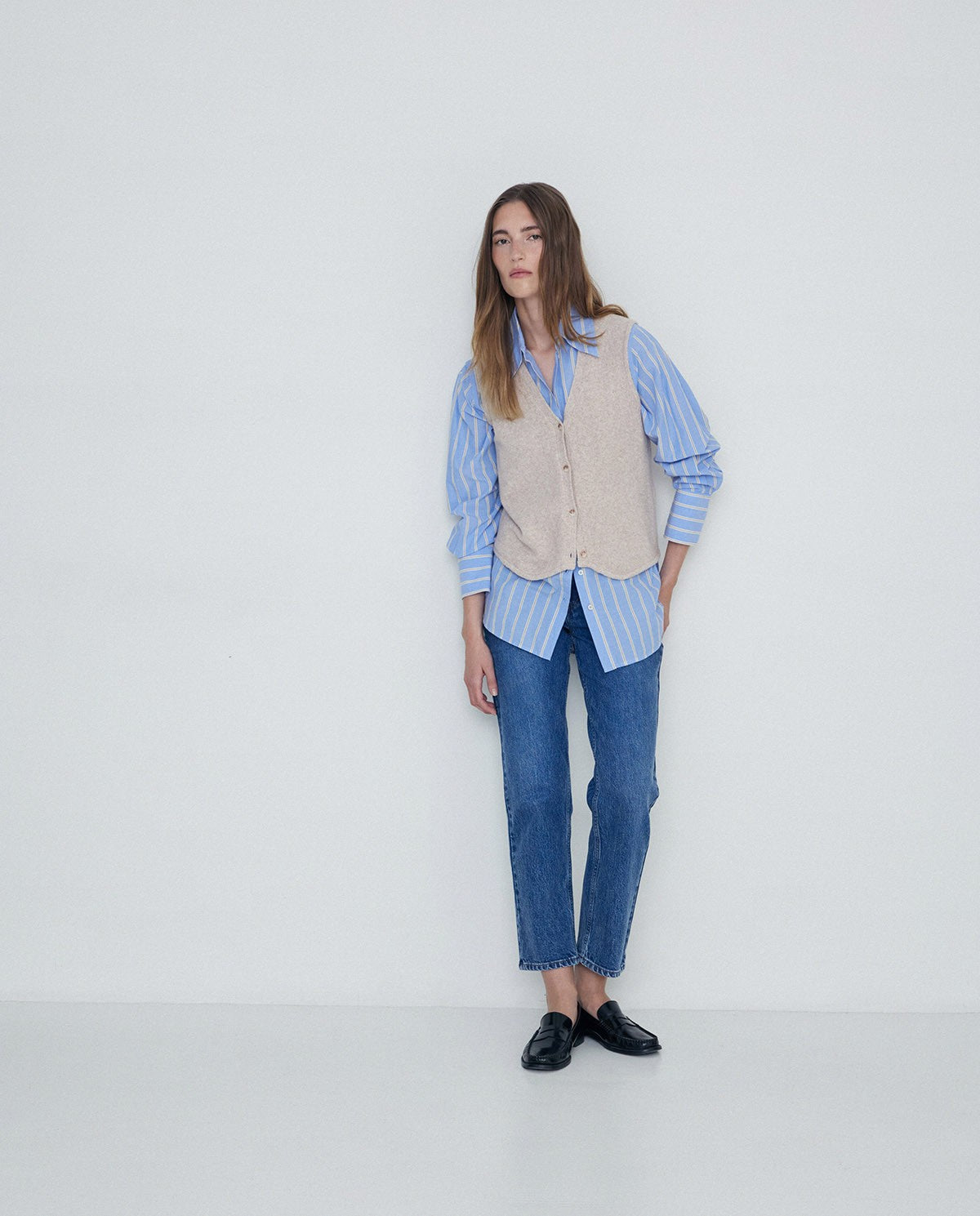 YERSE - Gilet scollo a V, Pietra
