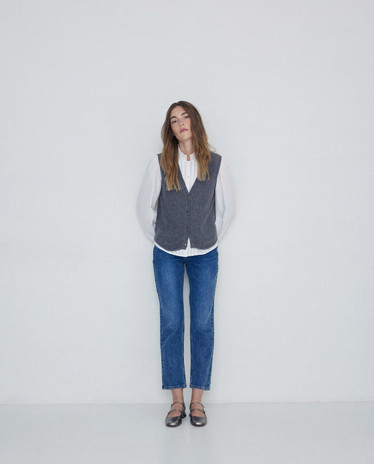 YERSE - Gilet scollo a V, Grigio