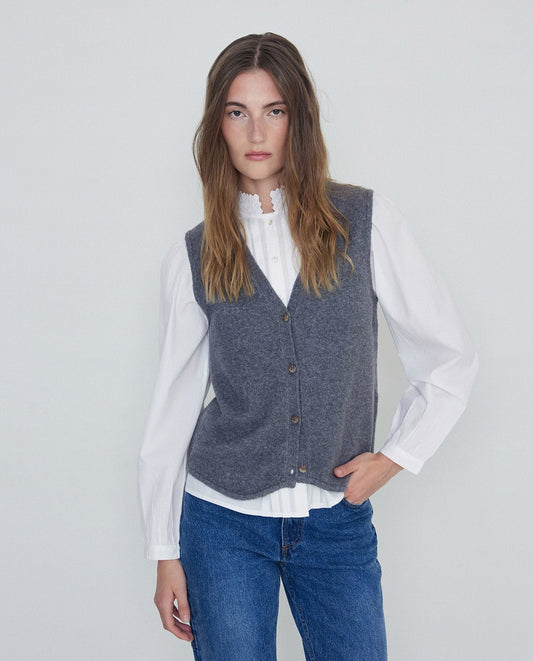 YERSE - Gilet scollo a V, Grigio