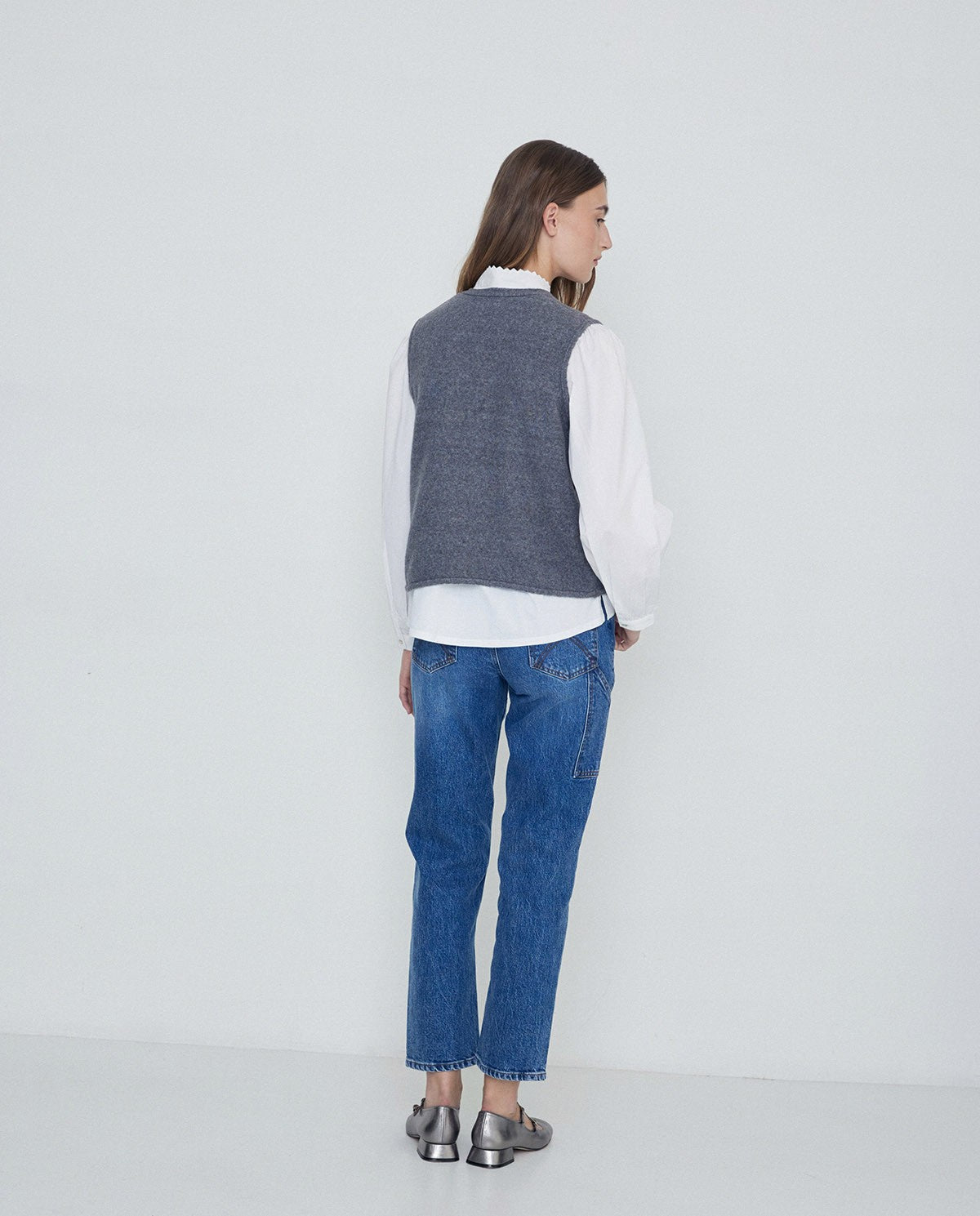 YERSE - Gilet scollo a V, Grigio