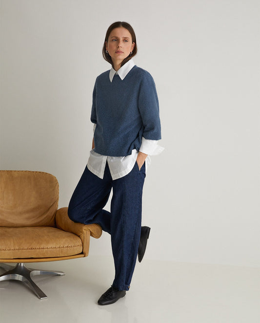 YERSE - Maglia misto cotone e lana, Royal Blue