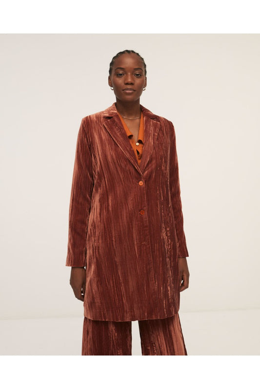 SURKANA - Giacca lunga in velluto, Arancio
