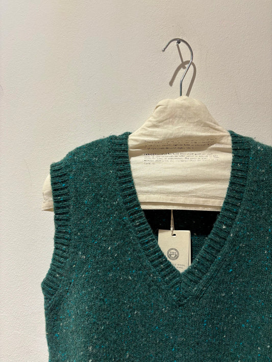 YERSE - Gilet misto lana merino, Verde Mélange