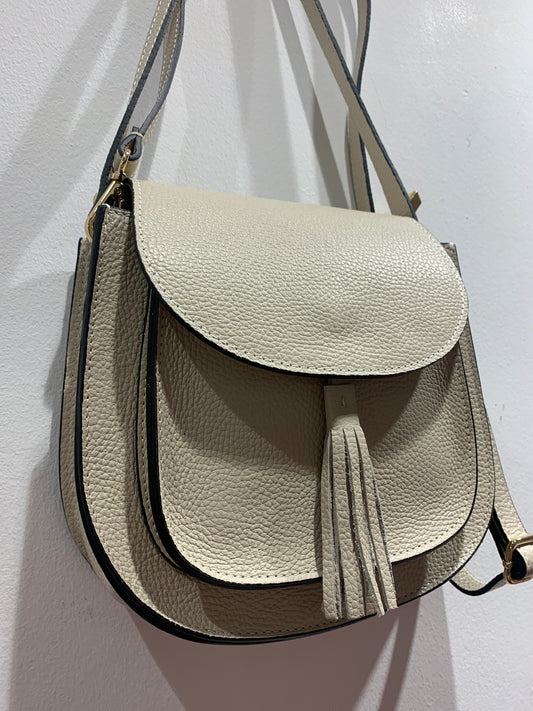 SUSY MIX - Borsa a spalla con tracolla in ecopelle, beige