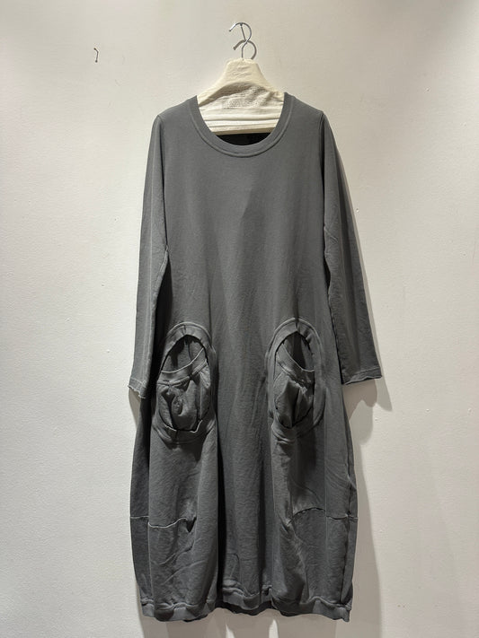 RUNDHOLZ - Abito in cotone con tasche, Grey