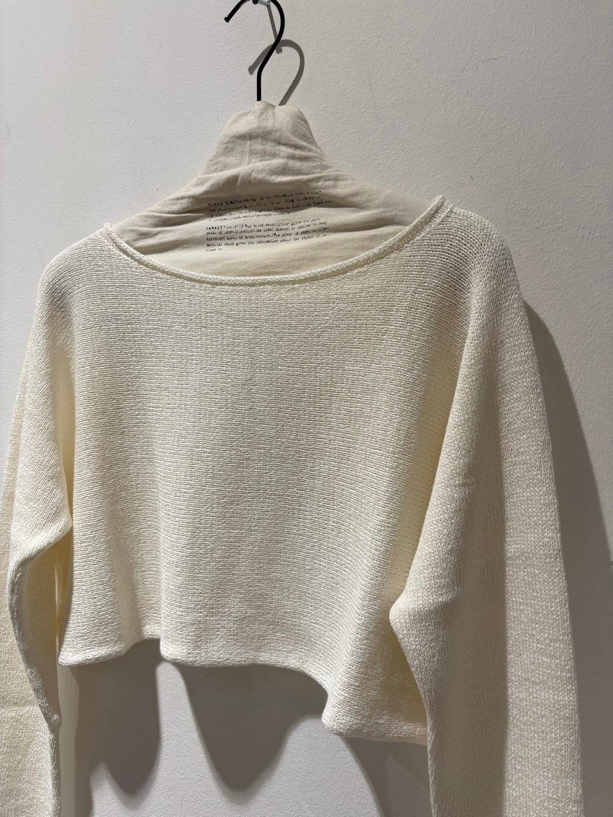 RUNDHOLZ - Pullover corto misto lino, Offwhite