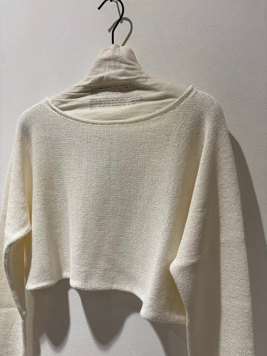 RUNDHOLZ - Pullover corto misto lino, Offwhite