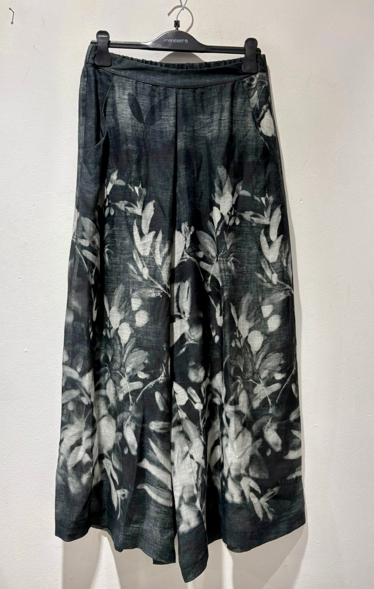 MANESERA - Pantalone stampa floreale, Nero