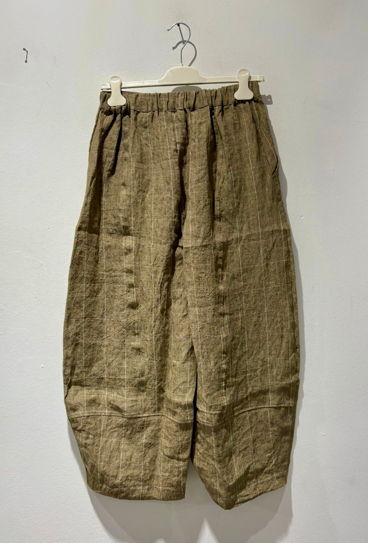 MAMA B - Pantalone Rima E in lino, Quadro Cumino