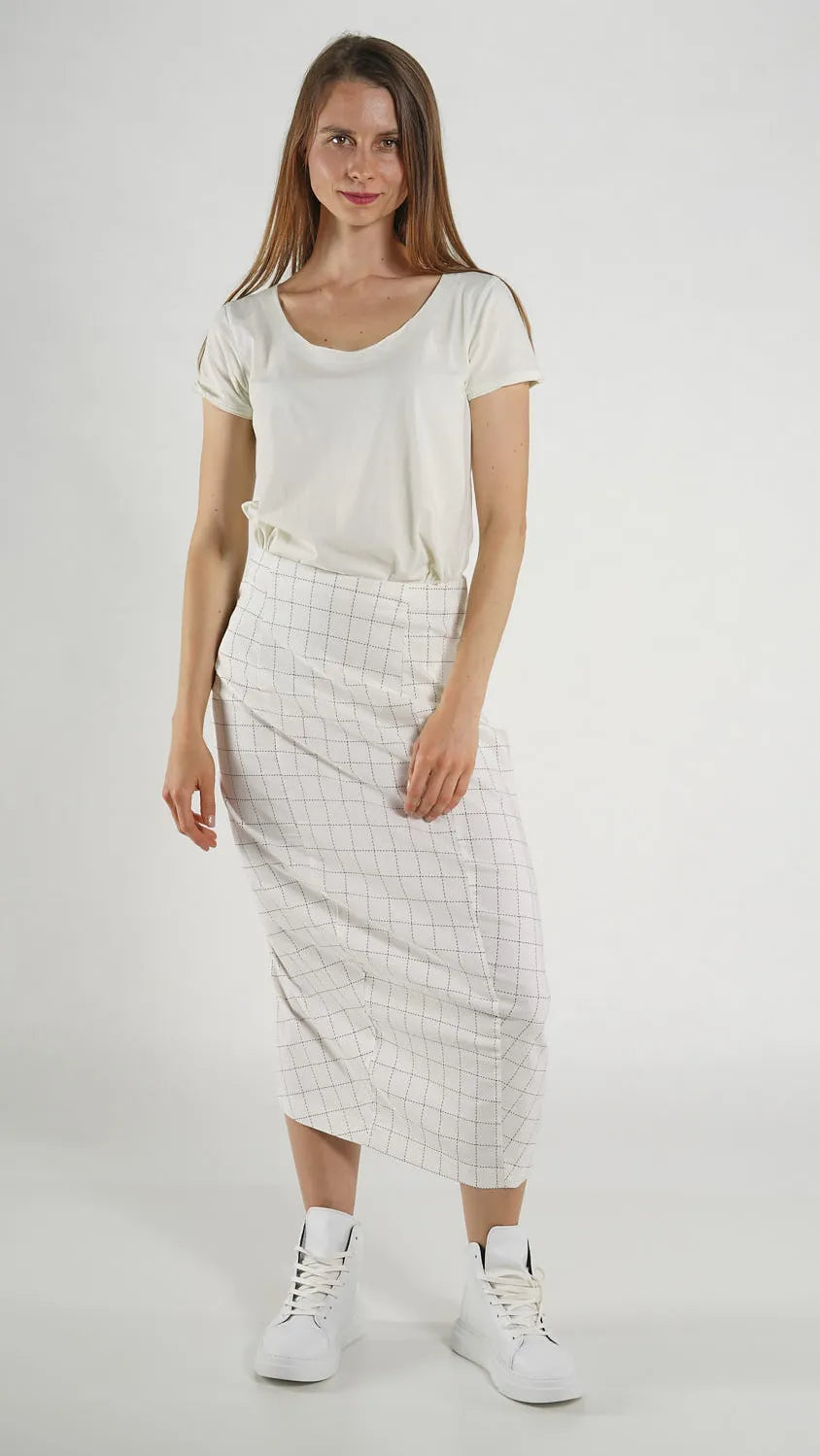 RUNDHOLZ - Gonna tubino, Offwhite Check