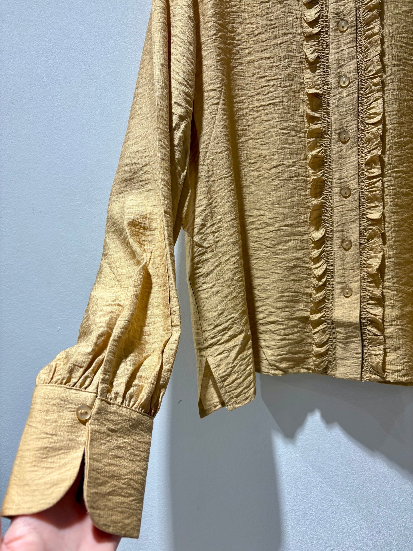 SURKANA - Camicia in viscosa con volant, Beige