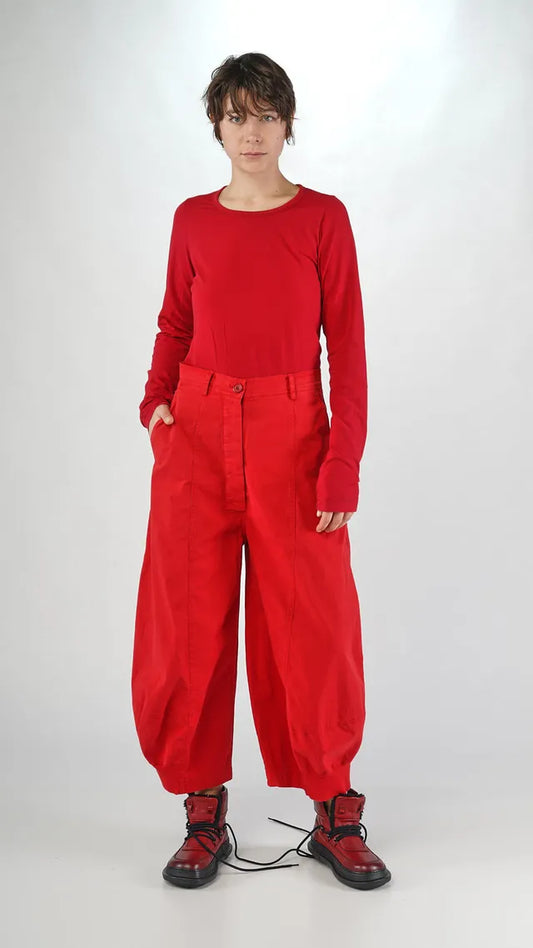 RUNDHOLZ - Pantalone gamba ampia, Red