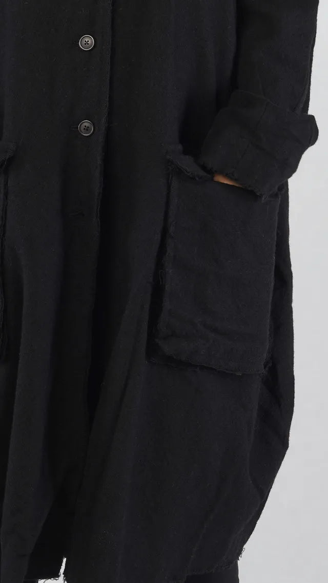 RUNDHOLZ - Cappotto in lana con cappuccio, Black