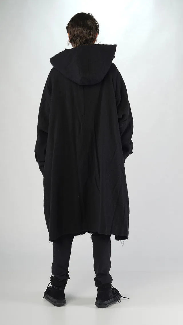 RUNDHOLZ - Cappotto in lana con cappuccio, Black
