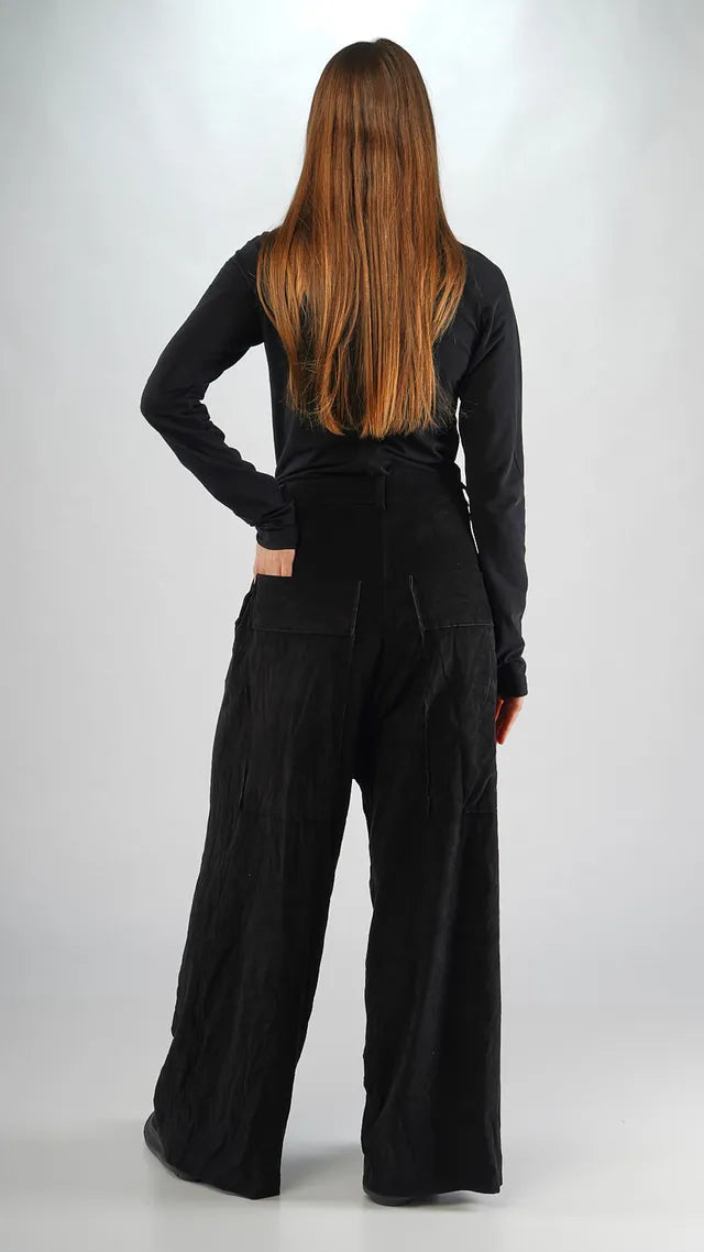 RUNDHOLZ - Pantalone in cupro, Black