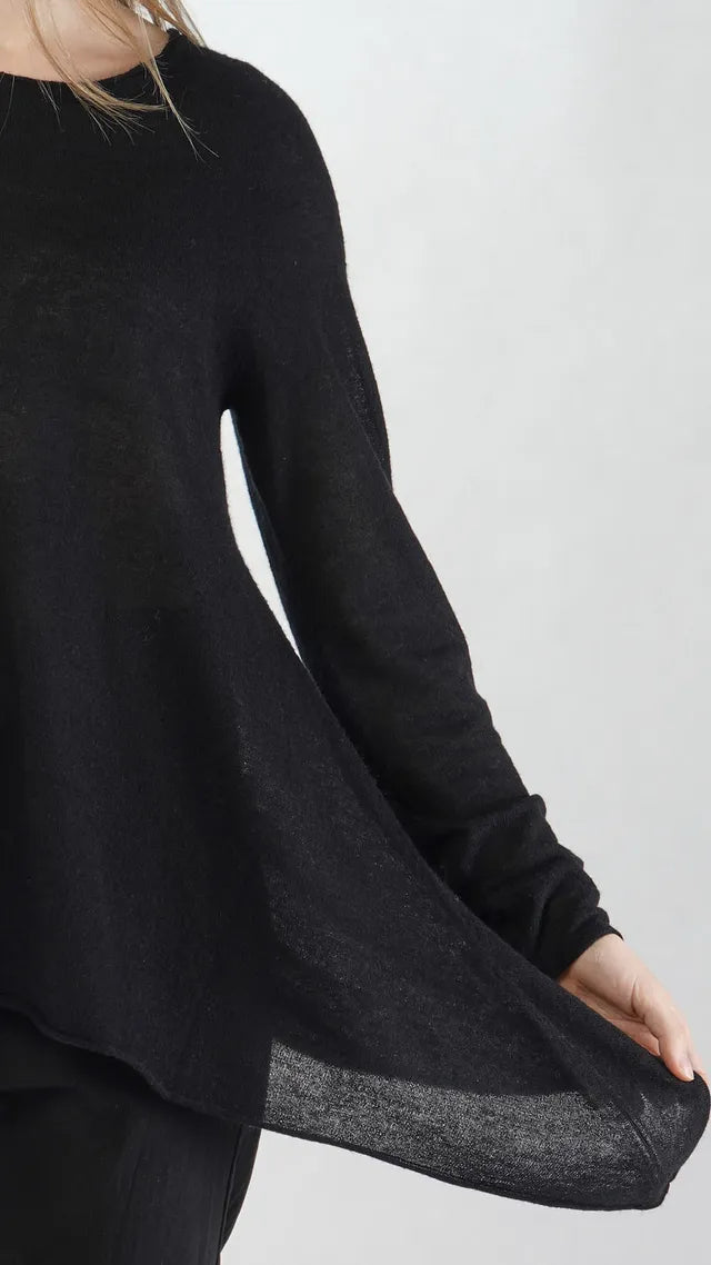 RUNDHOLZ - Maglia svasata misto lana, Black